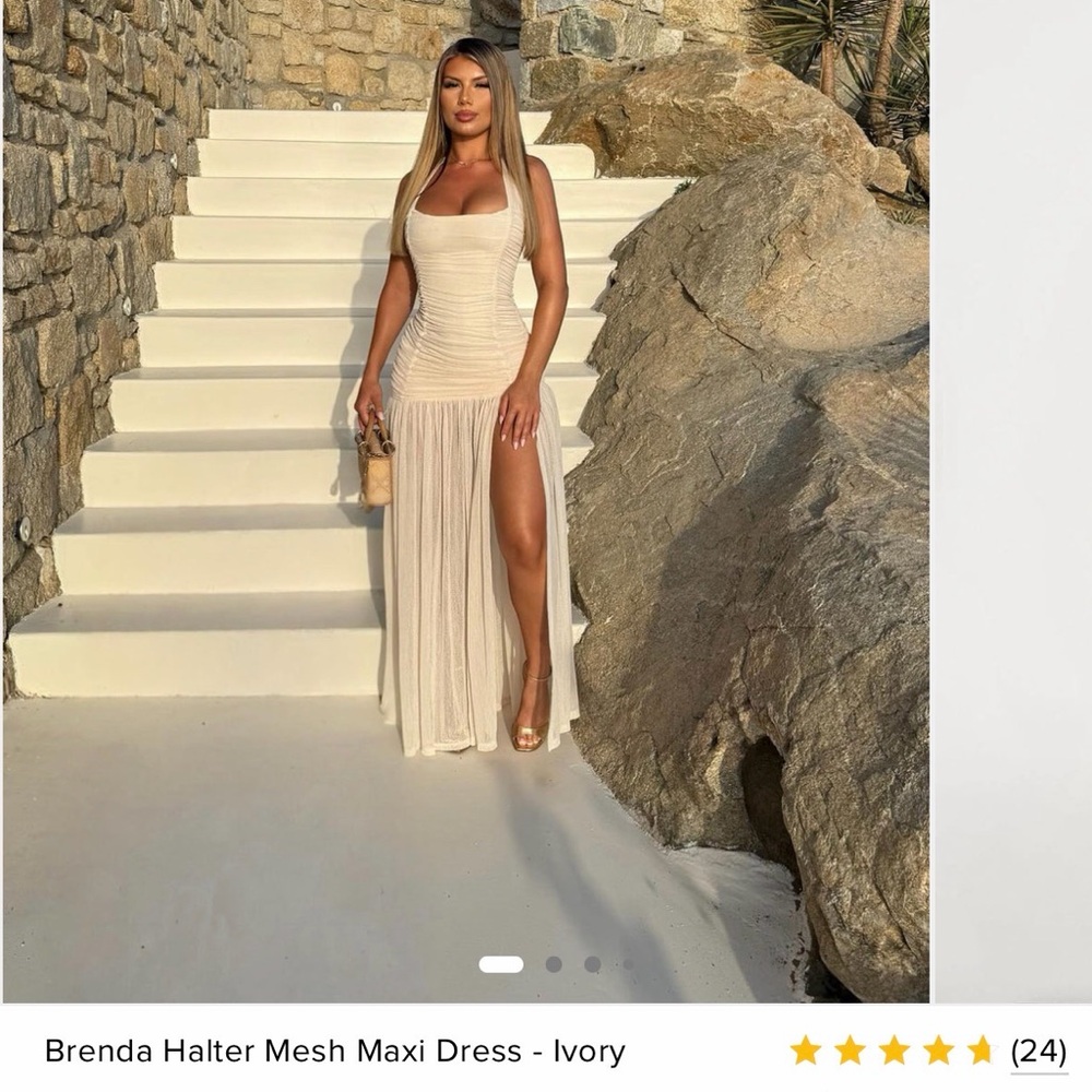 NWT Fashion Nova Ivory Halter Maxi Dress